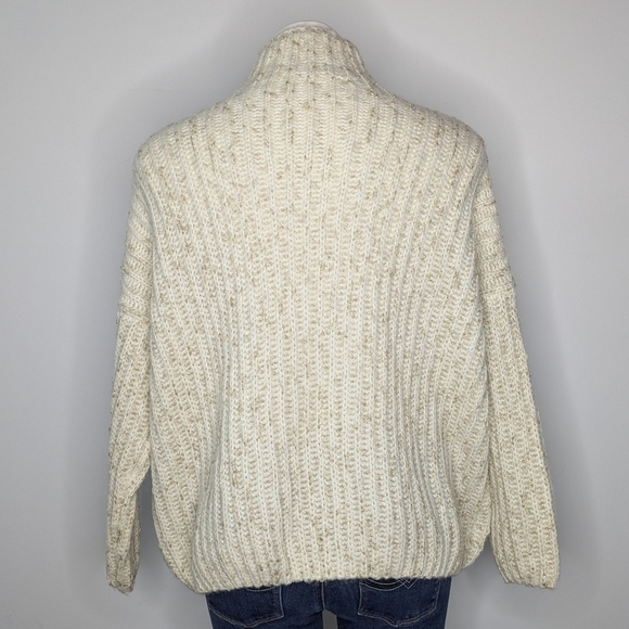 Serie Suncoo Cream Gold Knit Long Sleeve Oversized Turtleneck Sweater XS - Picture 5 of 10